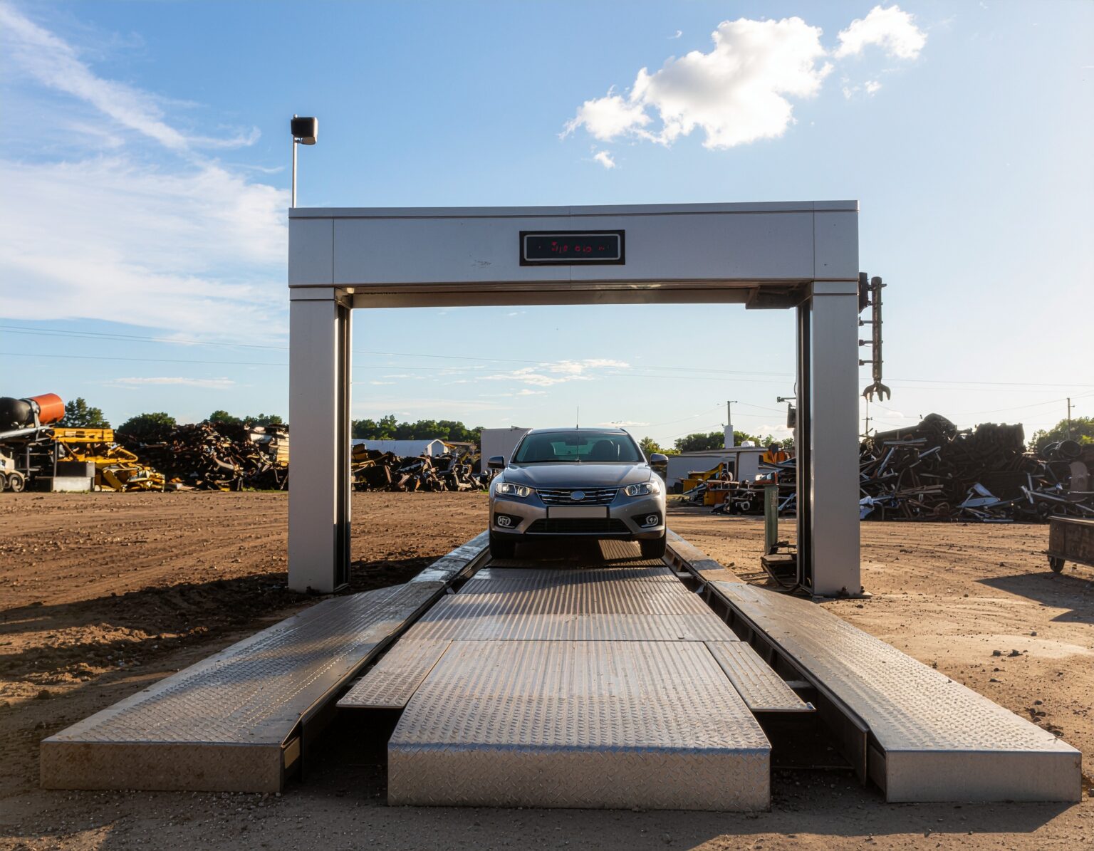 car goes on a weighbridge,